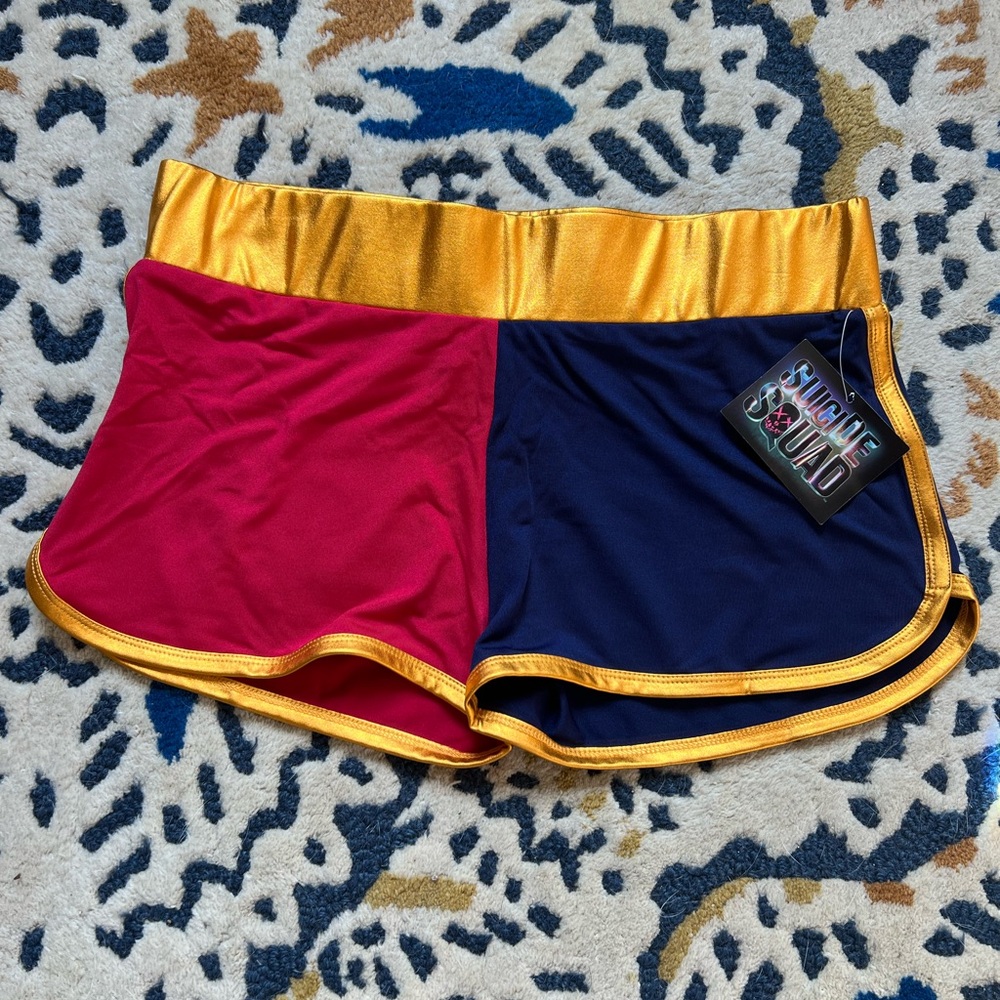Hot Topic Red and Blue Colorblock Shorts